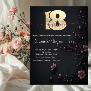 Invitation Fleurs Sombres Gothiques 18e Anniversaire 
