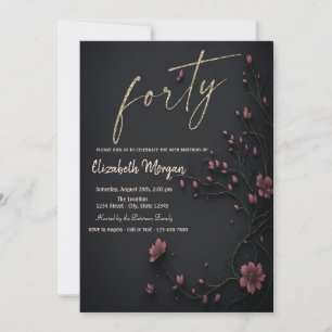 Invitation Fleurs Sombres Gothiques 40e Anniversaire 