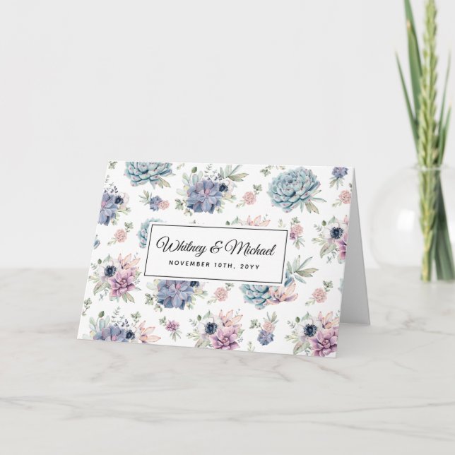 Invitation Fleurs Succulentes Élégantes et Chic pour Réceptio (Devant)