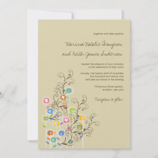 Invitation Fleurs Super colorées Jardin Mariage lunaire