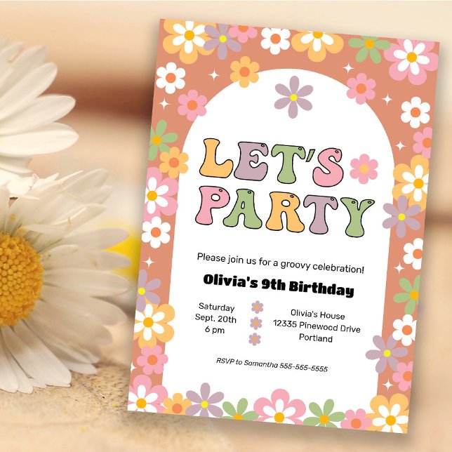 Invitation Fleurs super Fille Hippie fête d'anniversaire (Créateur téléchargé)