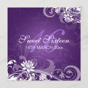 Invitation Fleurs tourbillonnantes de partie de sweet sixteen
