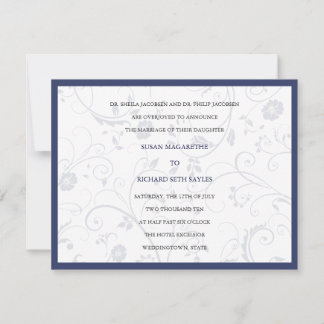 Invitation Fleurs Tourbillonnantes Mariage Cobalt