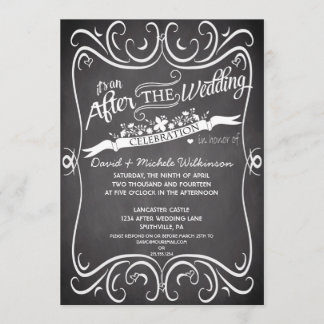 Invitation Fleurs & Tourbillons Tableau Noir Après Mariage ID