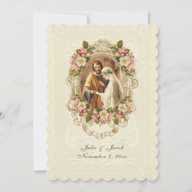 Invitation Fleurs traditionnelles de cerisiers en dentelle Vi (Devant)