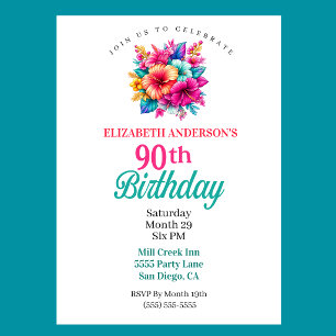 Invitation Fleurs Tropicales 90e Anniversaire