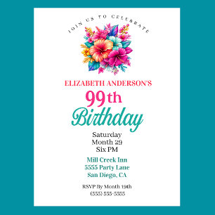 Invitation Fleurs Tropicales 99e Anniversaire