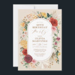 Invitation Fleurs tropicales branchées Pampas rustiques Anniv<br><div class="desc">Ce design élégant présente des fleurs d'aquarelle mélangées avec du feuillage verdoyant et de l'herbe de pampas aérée dans différentes nuances de rouge, de blush, de jaune et de vert. Personnalisez l'invitation avec vos détails et si vous voulez réorganiser le style et le placement du texte, veuillez appuyer sur le...</div>