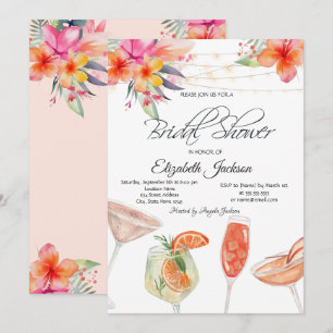 Invitation Fleurs Tropicales Cocktails Lumières Réception de