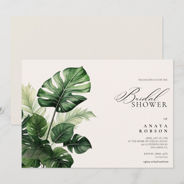 Invitation Fleurs tropicales colorées | Réception de mariage  (Devant / Derrière)