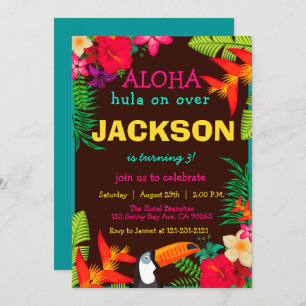 Invitation Fleurs tropicales d'Aloha Hibiscus luau Anniversai