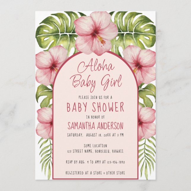 Invitation Fleurs tropicales de douche tropicale Aloha Baby G (Devant)