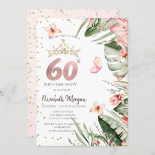 Invitation Fleurs tropicales Diamants Feuille 60e anniversair