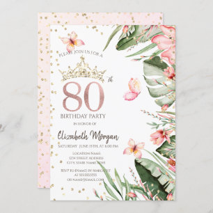 Invitation Fleurs tropicales Diamants Feuille 80e anniversair