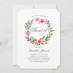 Invitation Fleurs tropicales douces 16. Aquarelle rose floral