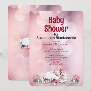 Invitation Fleurs tropicales et flamant rose Baby Shower pers