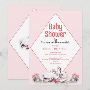Invitation Fleurs Tropicales & Flamant Rose Baby Shower Perso