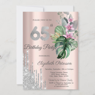 Invitation Fleurs Tropicales Gouttes Rose Gold 65e