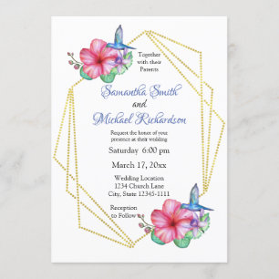 Invitation Fleurs tropicales Mariage de colibris