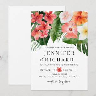 Invitation Fleurs tropicales Mariage Feuille