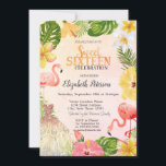 Invitation Fleurs tropicales Palm Flamants roses Robe Douce 1<br><div class="desc">Fleurs tropicales aux feuilles de palmiers et flamants roses. Cette invitation est facilement customisée pour votre événement en ajoutant simplement vos détails.</div>