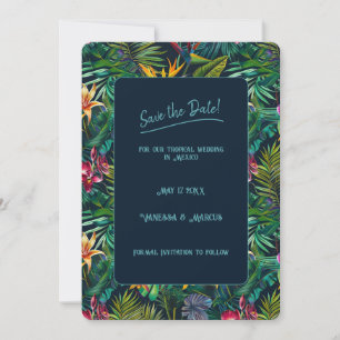 Invitation Fleurs Tropicales Sauvegarder la Date