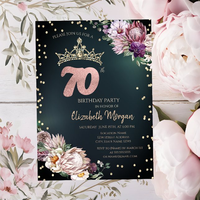 Invitation Fleurs tropicales Tiara Diamonds Vert 70e (Créateur téléchargé)