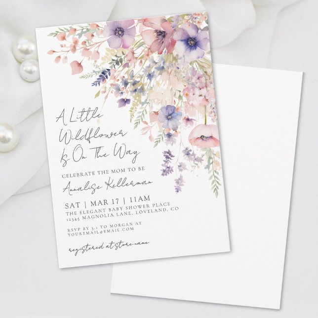 Invitation Fleurs Un Petit Baby Shower Champêtre (Floral A Little Wildflower Baby Shower Invitation)