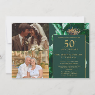 Invitation Fleurs Vertes Alors Et Maintenant 50e Anniversaire