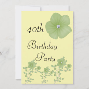 Invitation Fleurs Vertes Élégantes Avec Diamants