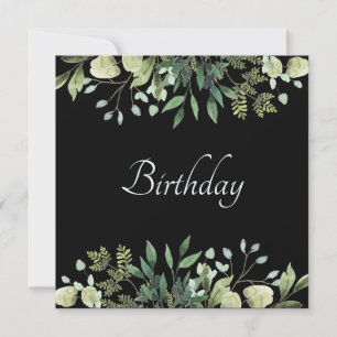 Invitation Fleurs vertes élégantes Fête d'anniversaire Invita