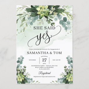 Invitation Fleurs vertes succulentes de feuillage elle a dit