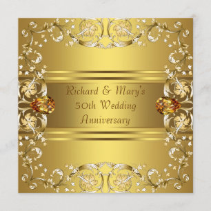 Invitation Fleurs victoriennes or 50e anniversaire
