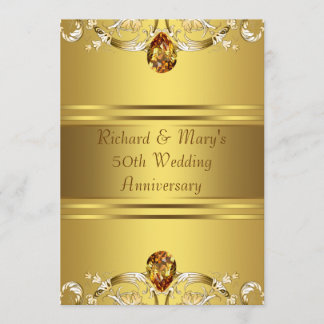 Invitation Fleurs victoriennes or 50e anniversaire