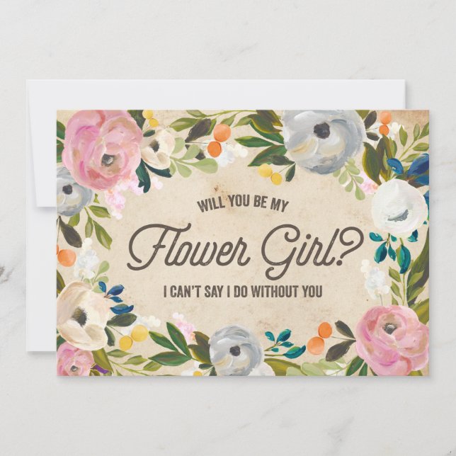 Invitation Fleurs Vintage | Fille Fleur (Devant)