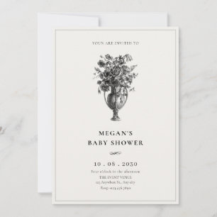 Invitation Fleurs vintages dans le baby shower antique vase