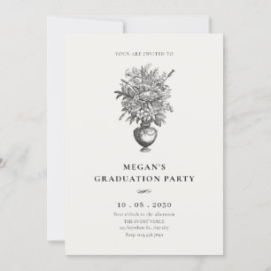 Invitation Fleurs vintages dans vase antique graduation