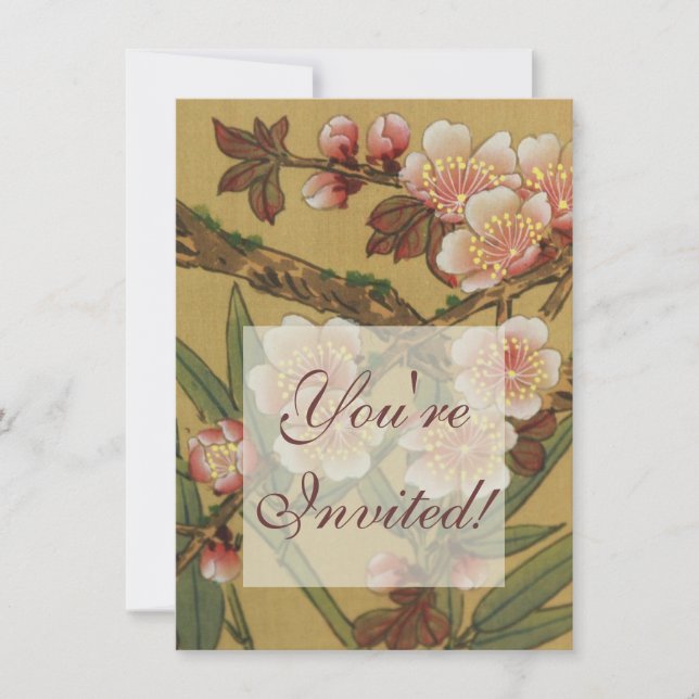 Invitation Fleurs vintages de cerises Fleurs japonaises asiat (Devant)