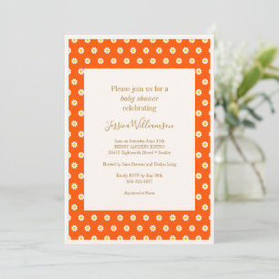 Invitation Fleurs vintages orange pâle Baby shower mignon
