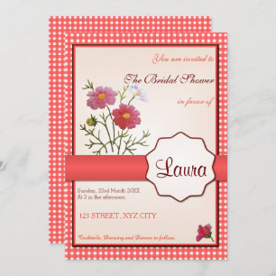 Invitation Fleurs vintages sur la Fête de la mariée de