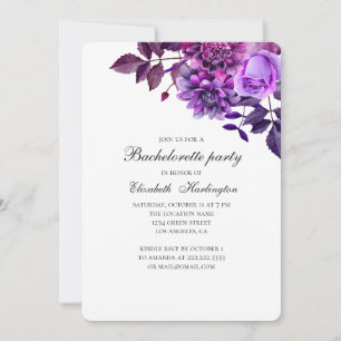 Invitation Fleurs violettes. Bachelorte violette
