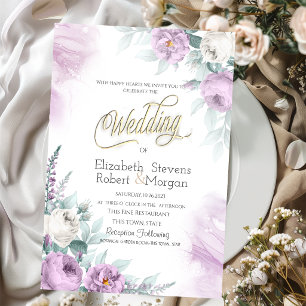 Invitation Fleurs violettes chic aquarelle
