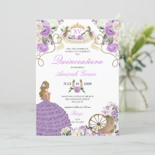 Invitation Fleurs violettes Cow-girl occidentale Quinceañera