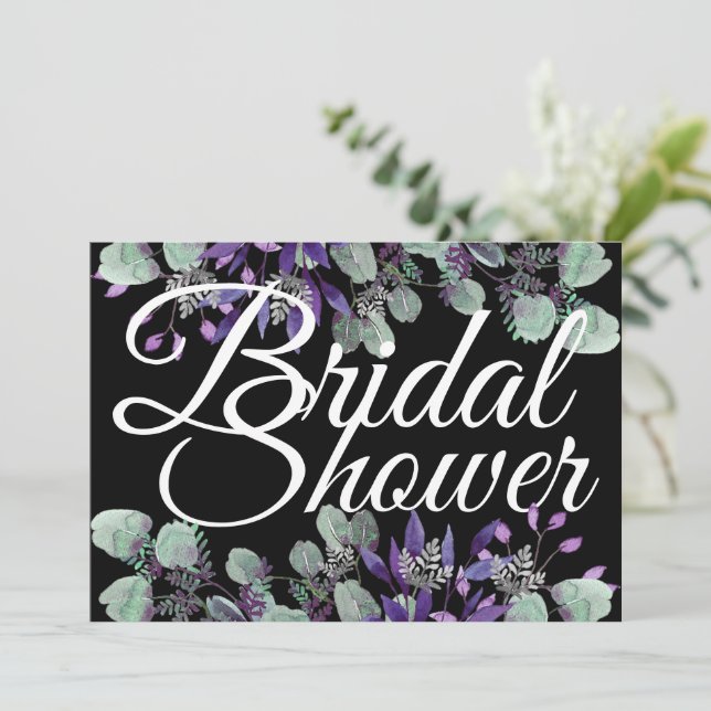 Invitation Fleurs violettes de fleurs de douche de mariée Let (Debout devant)