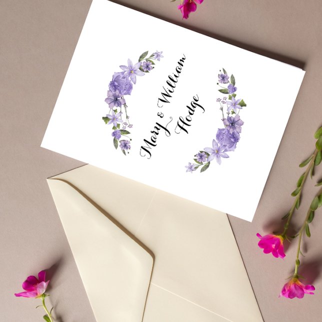 Invitation Fleurs violettes de lavande 50e anniversaire maria (Créateur téléchargé)