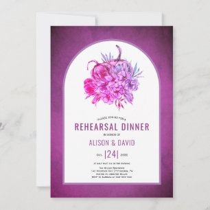 Invitation Fleurs violettes, dîner de répétition mariage citr