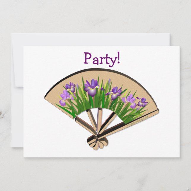 Invitation Fleurs violettes d'Iris sur la conception japonais (Devant)