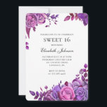 Invitation Fleurs violettes doux 16. 16ème anniversaire de fl<br><div class="desc">Contactez-moi,  s'il vous plaît,  si vous avez besoin d'autres articles.</div>