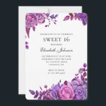 Invitation Fleurs violettes doux 16. 16ème anniversaire de fl<br><div class="desc">Contactez-moi,  s'il vous plaît,  si vous avez besoin d'autres articles.</div>