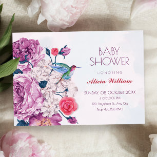 Invitation Fleurs violettes en fleurs baby shower